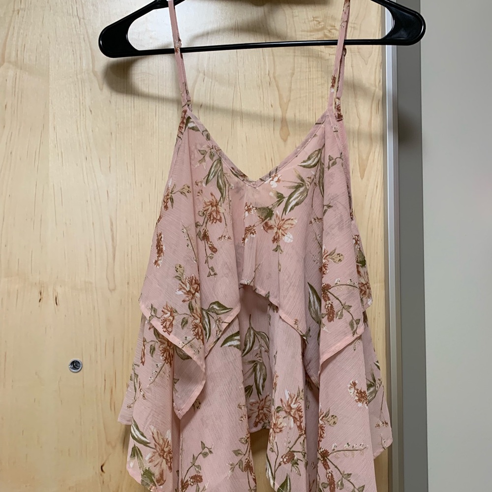 Pink floral flowy tank top